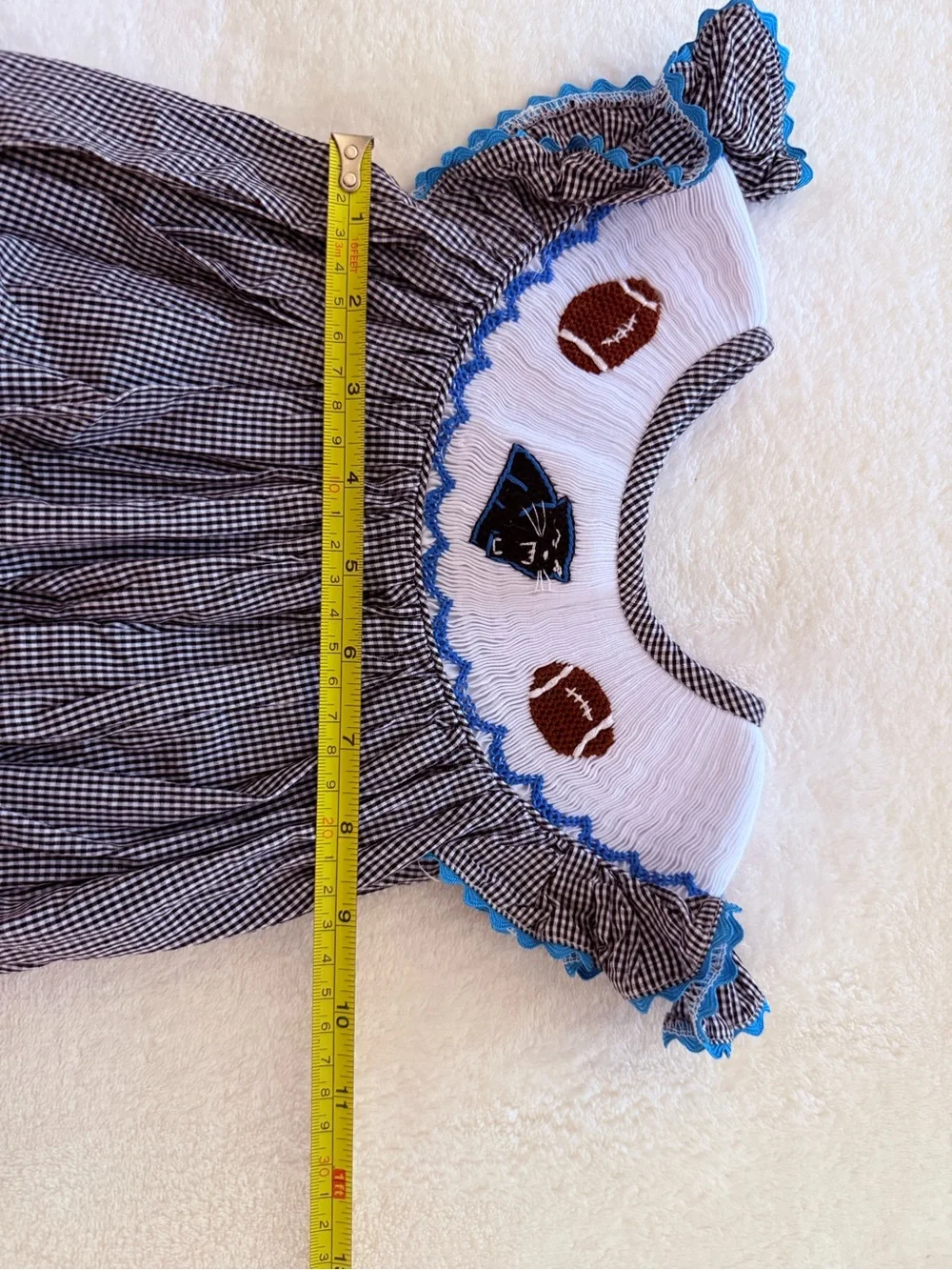 The Posh Closet Carolina Panthers Smocked Baby Bubble - size 24 months